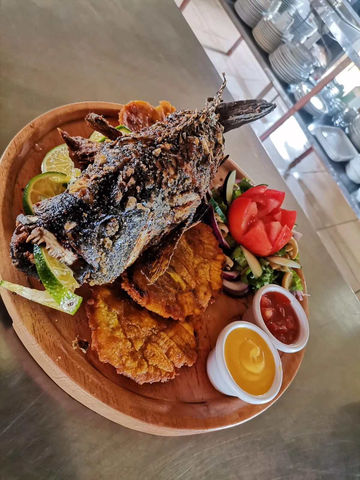 Traditional Costa Rican ceviche with crispy patacones at Loma Linda